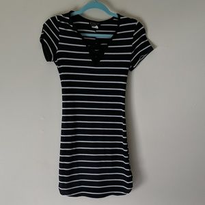 Black & white striped bodycon dress